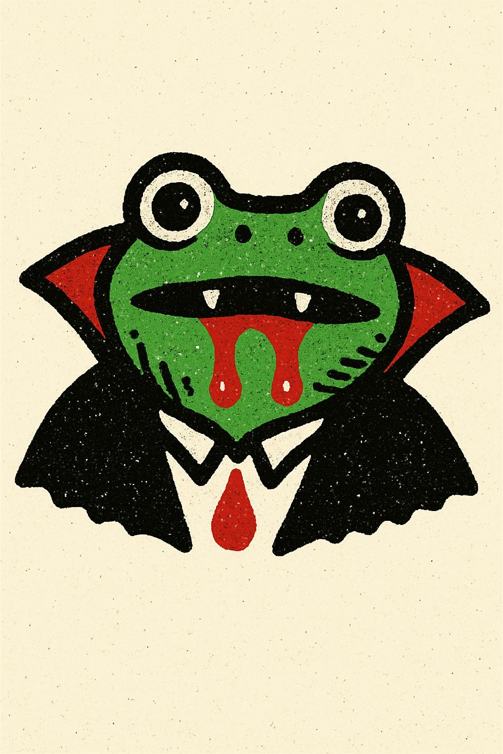 Whimsical Green Vampire Frog Illustration T-Shirt