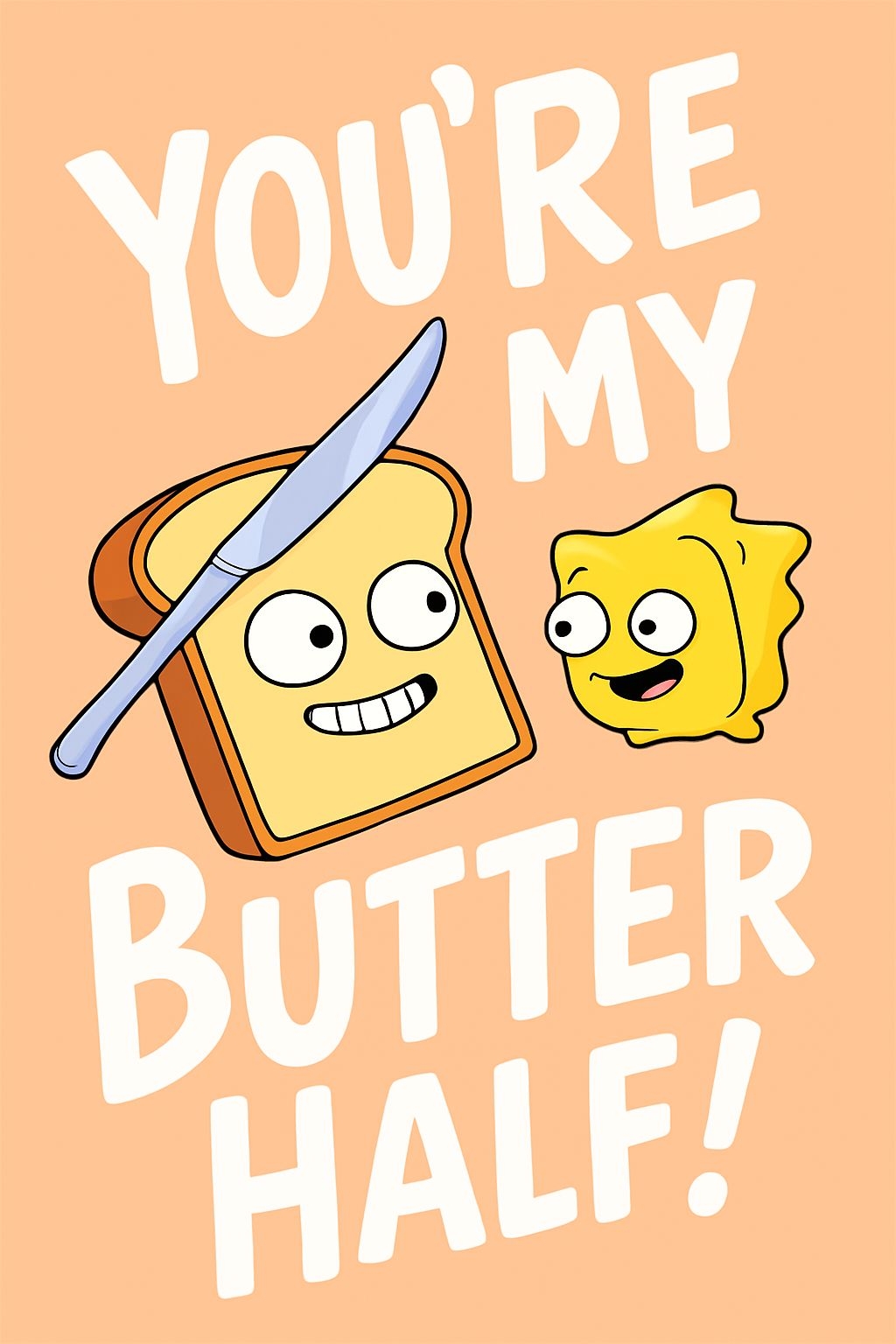 Cute Cartoon You're My Butter Half Illustration Card