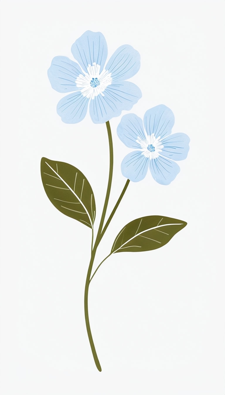 Minimalist Blue Floral Illustration Design for Phone Case Cover
