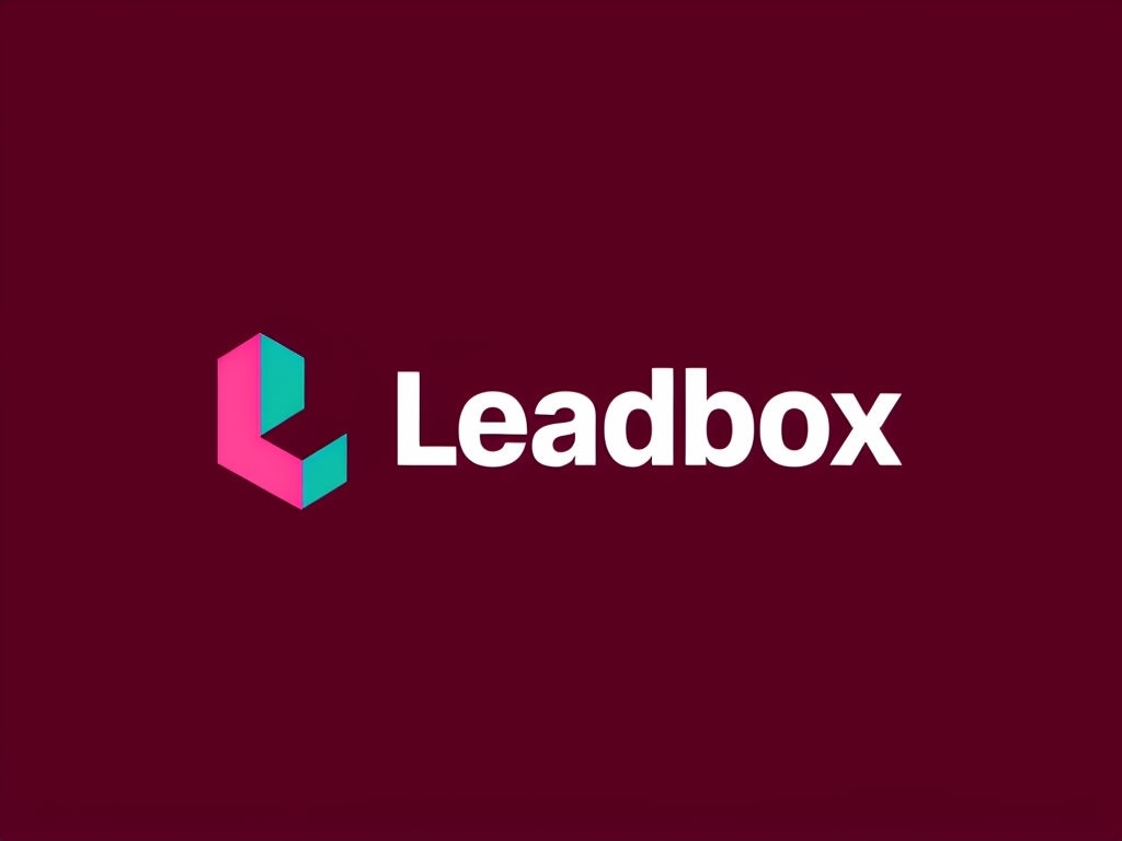 Modern Minimalist Leadbox Logo Design in Burgundy Background