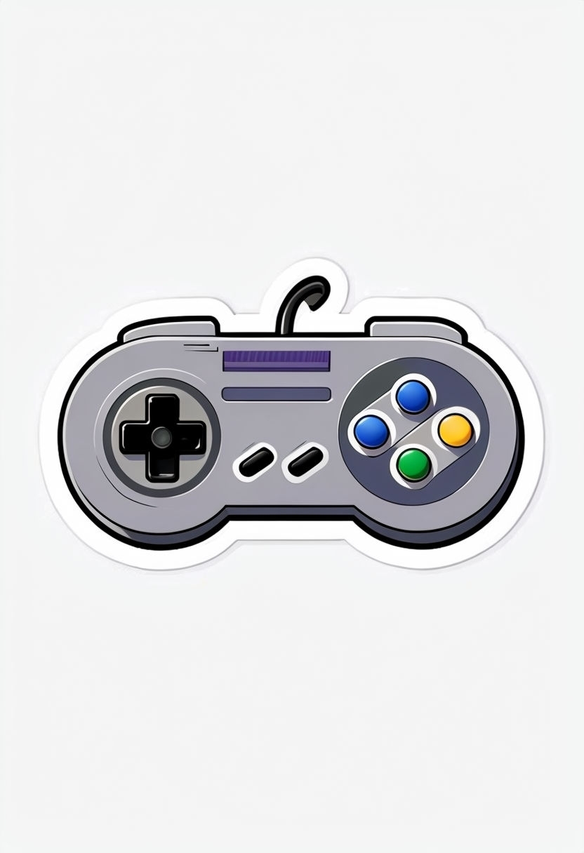 Classic SNES Game Controller Digital Illustration Sticker