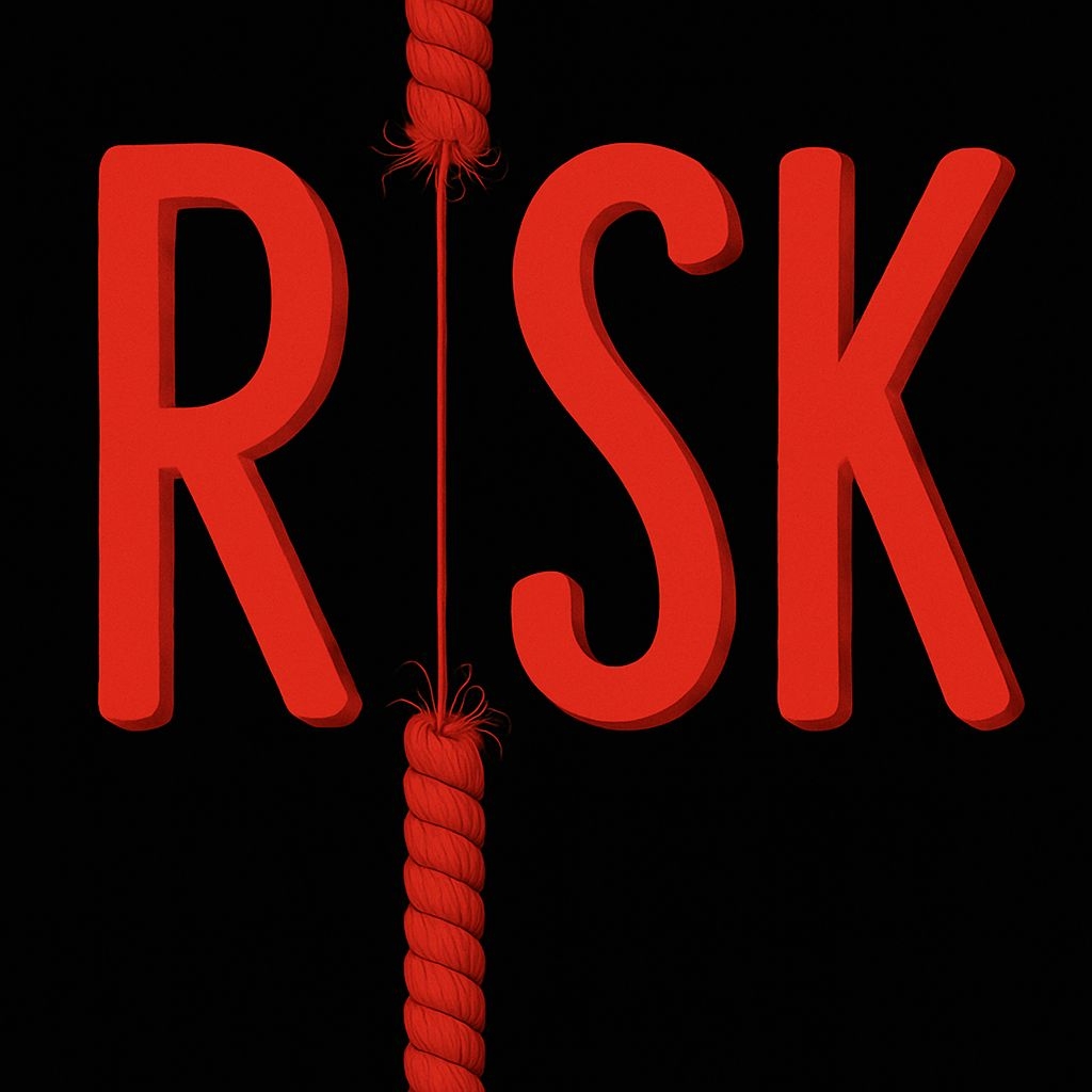 Bold Red 'RISK' Typography with 3D Rope Design T-Shirt