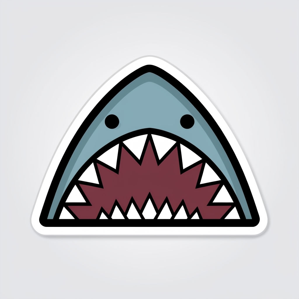 Cartoon Shark's Mouth Illustration with Teeth Sticker