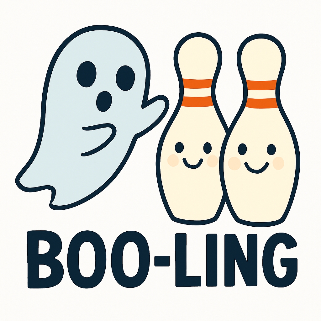 Playful Halloween Boo-Ling Ghost and Bowling Pins Sticker