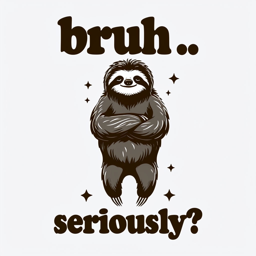 Playful Sloth Illustration with Humorous Text T-Shirt