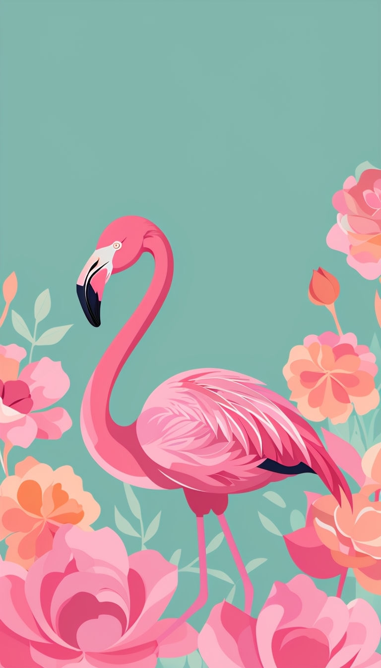 Vintage Flamingo and Floral Vector Art Phone Case Cover