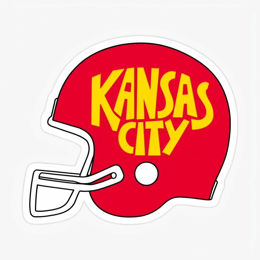 Kansas City Red Football Helmet Sticker Design with Bold Typography