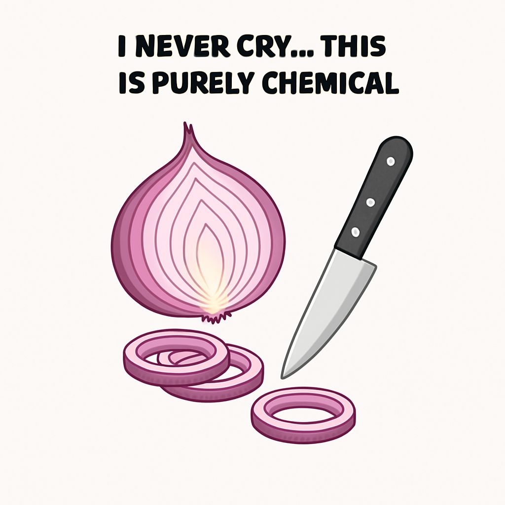 Humorous Purple Onion and Knife Cartoon Sticker Design