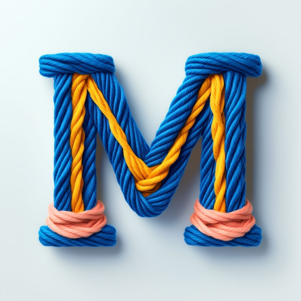 Textured Yarn Intertwined Monogram Letter M Design Monogram