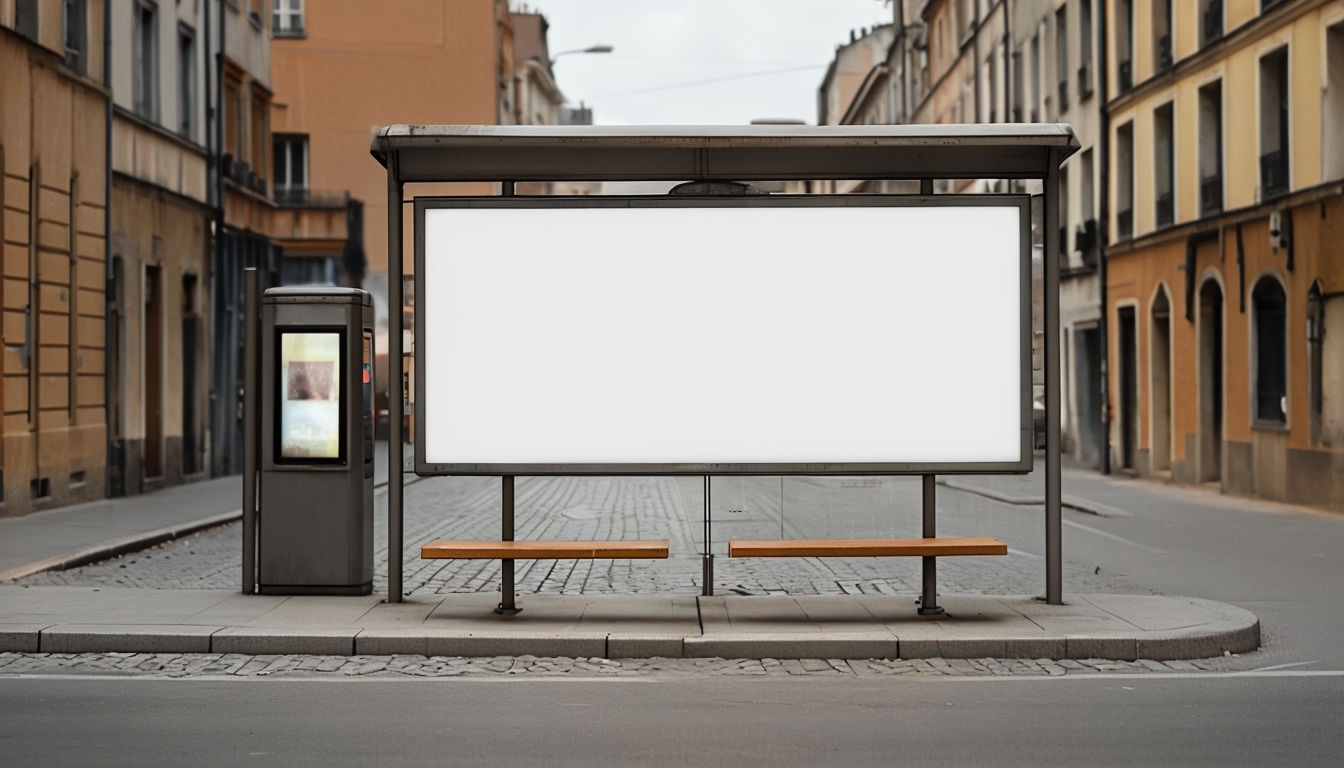 Quiet Urban Streetscape with Blank Billboard Mockup