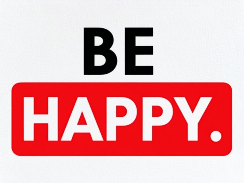 Bold 'Be Happy' Typography Sticker with Red Background