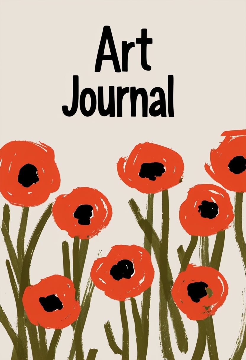 Cheerful Red-Orange Flower Art Journal Minimalist EBook Cover