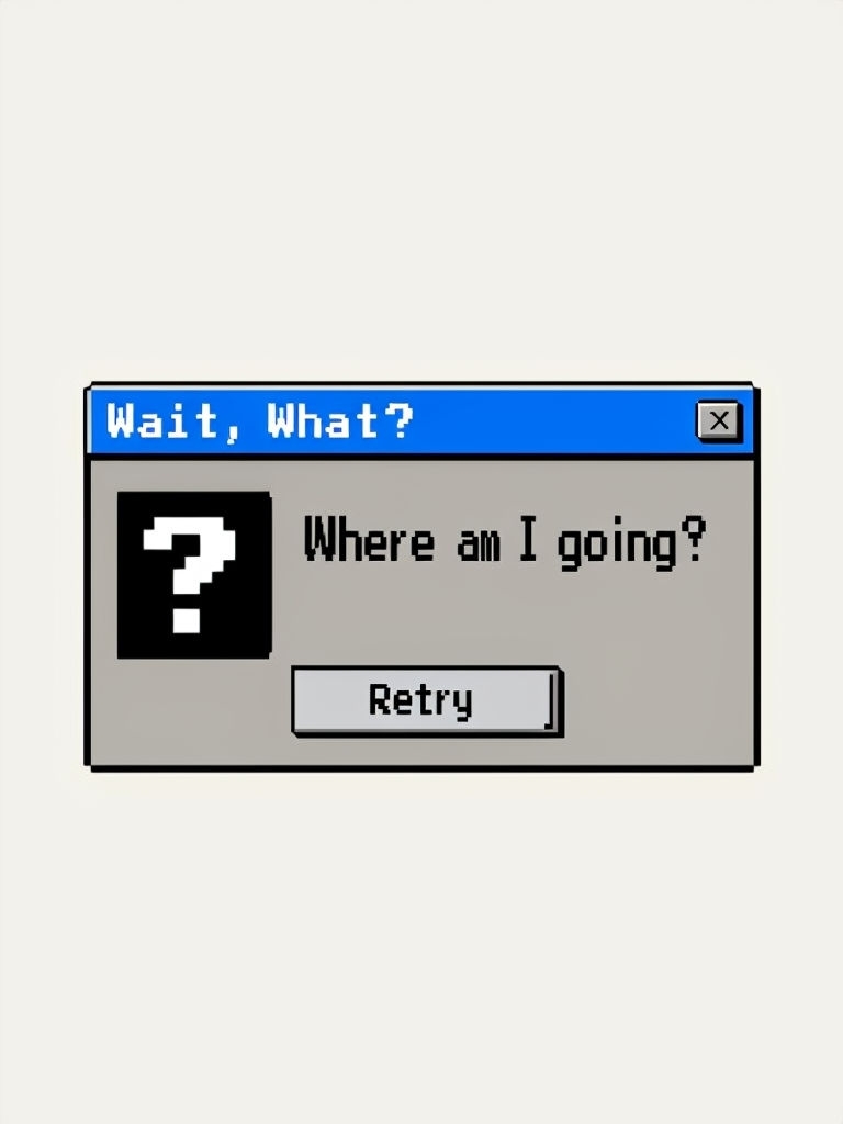 Pixelated Error Message Window "Wait, What?" Meme Sticker