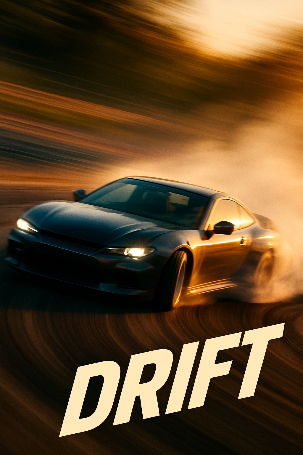 Dynamic Sunset Car Drift Action Photography Poster
