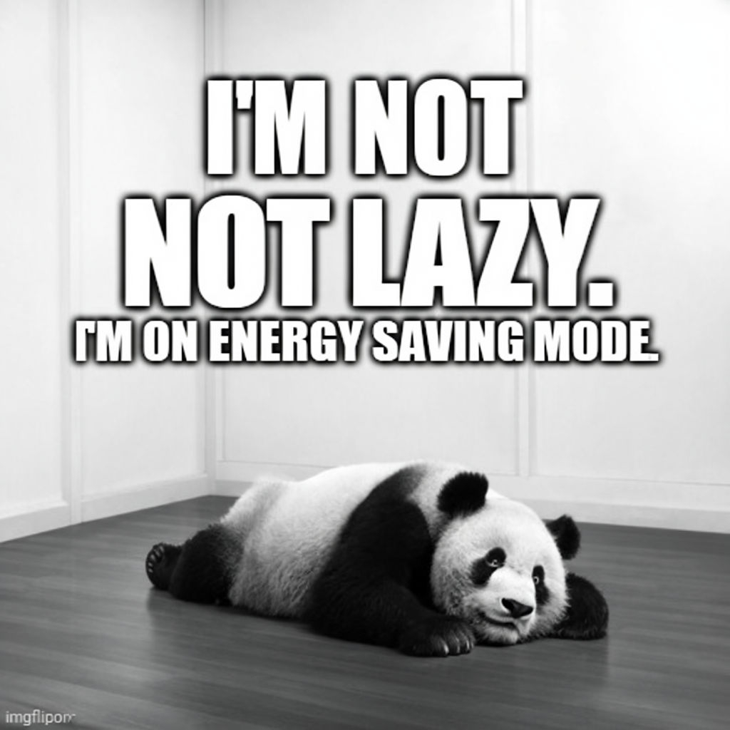 Tired Panda Energy Saving Mode Minimalist Meme Art