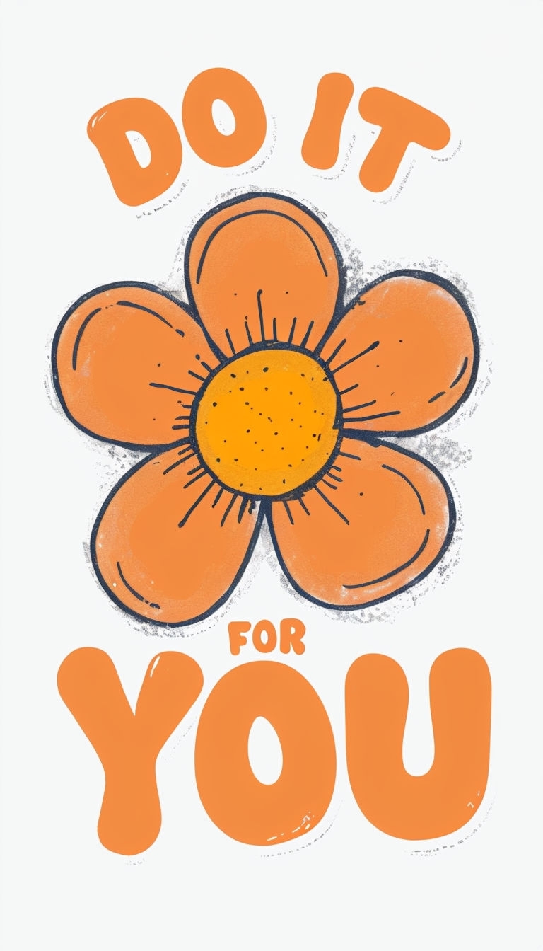 Playful Orange Flower with 'Do It For You' Text T-Shirt