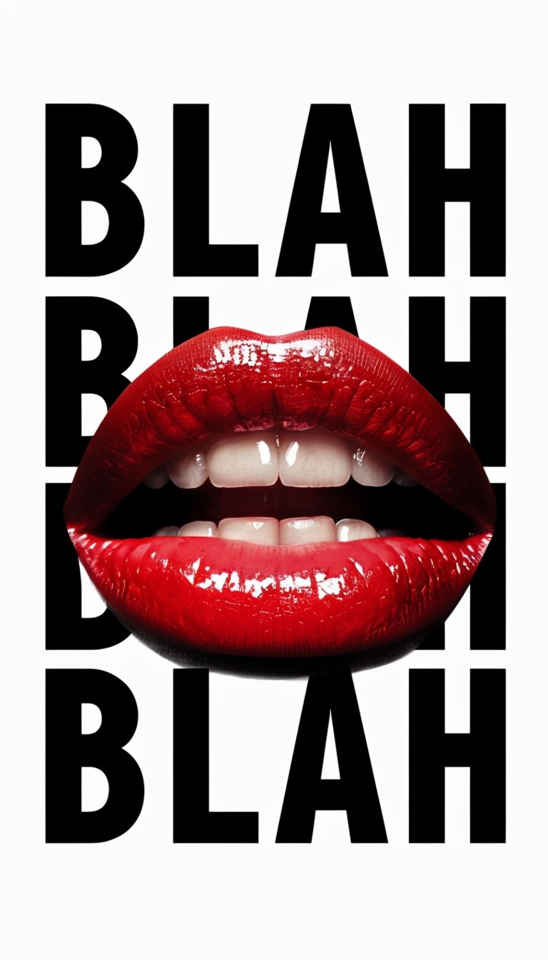 Bold Red Lips with BLAH Text Modern Graphic Design Poster