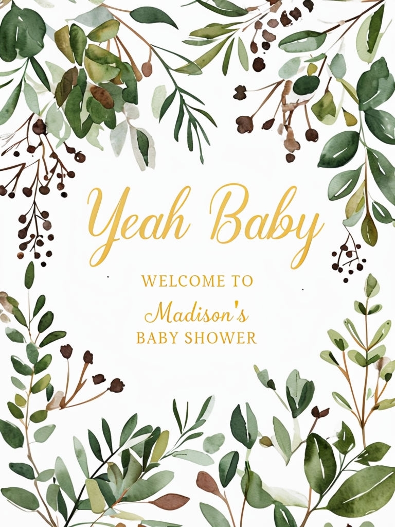 Elegant Botanical Baby Shower Invitation Sign Design