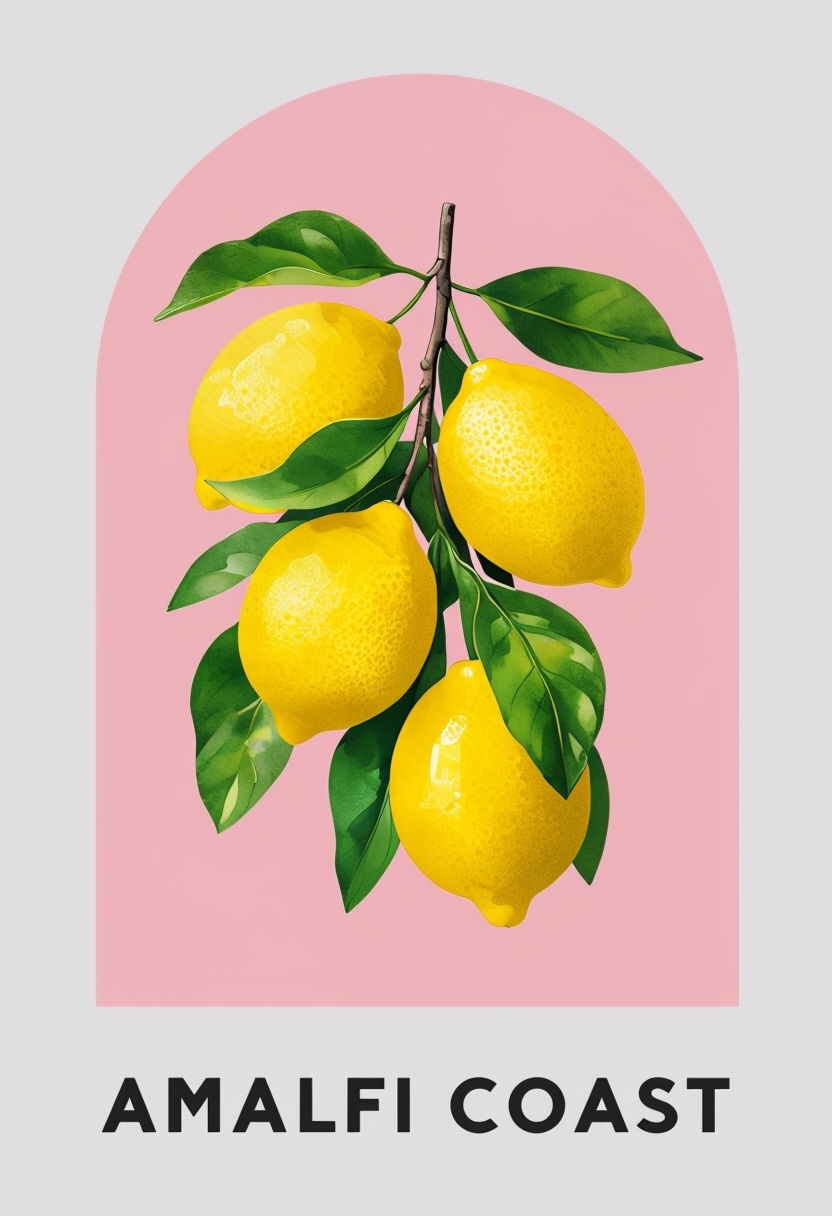 Amalfi Coast Lemon Tree Modern Minimalist Promotional Poster
