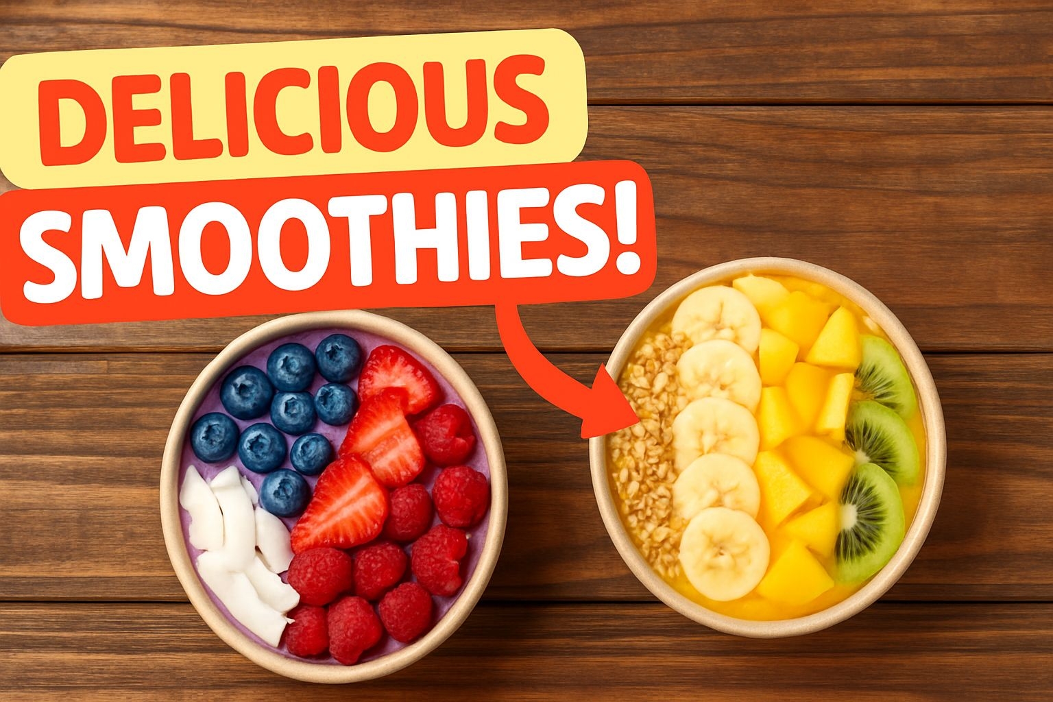 Vibrant Delicious Smoothies Bowl Illustration for Social Media Post