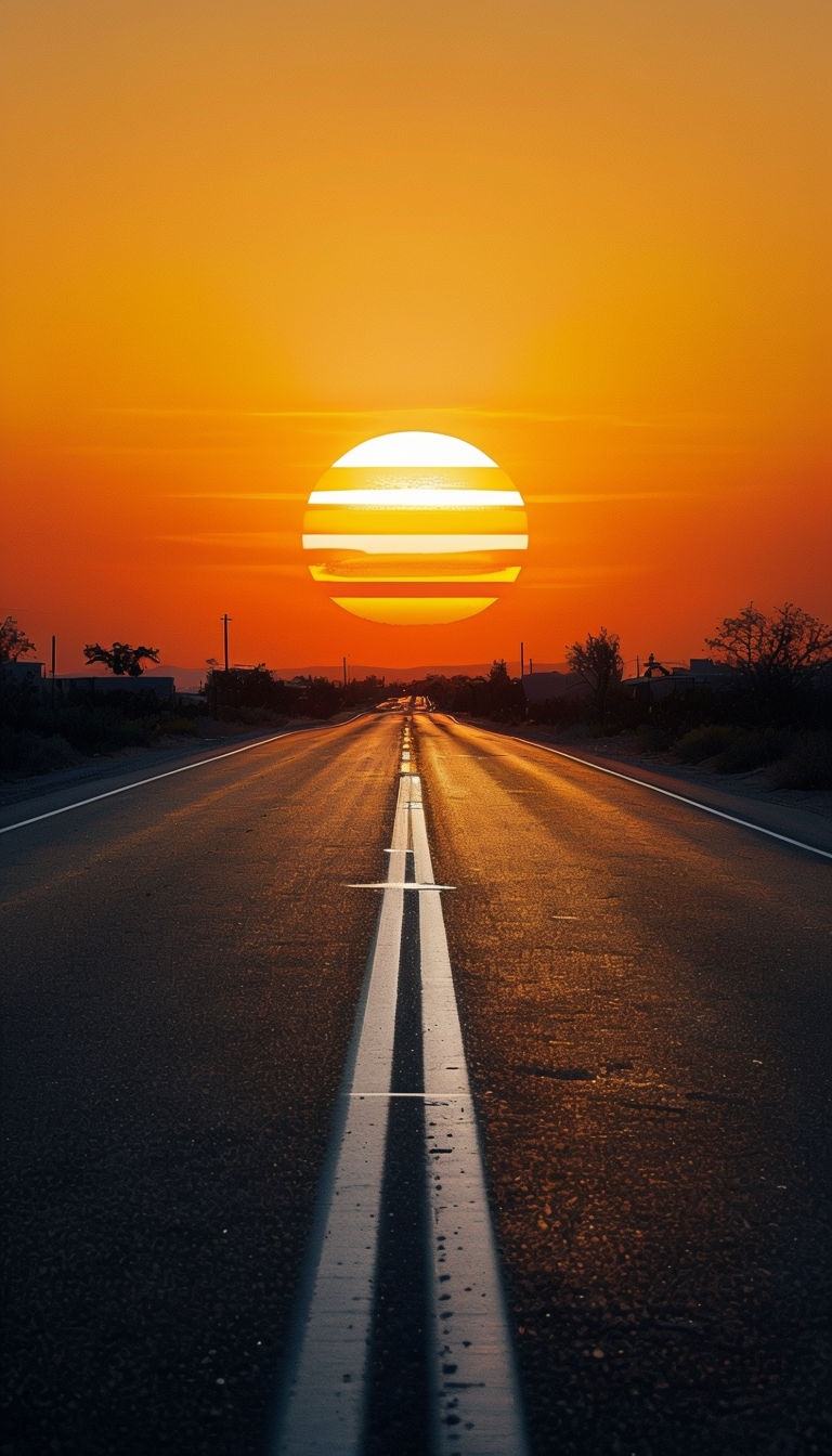 Tranquil Sunset Road Landscape Photography Poster - Playground