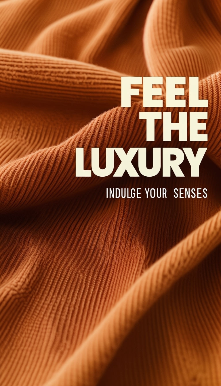 Warm Cozy Fabric Close-Up with Luxury Feel Text Social Media Post