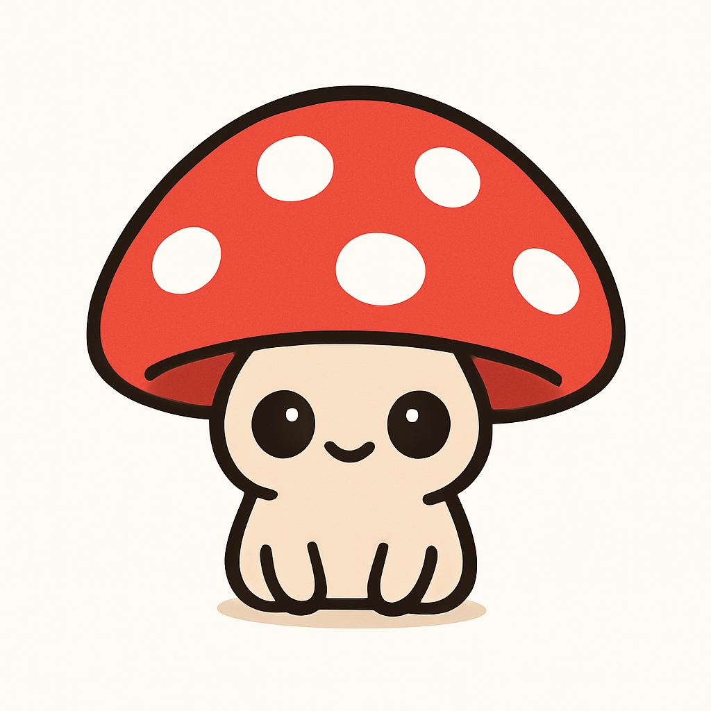 Cute Cartoon Mushroom Character Illustration Sticker