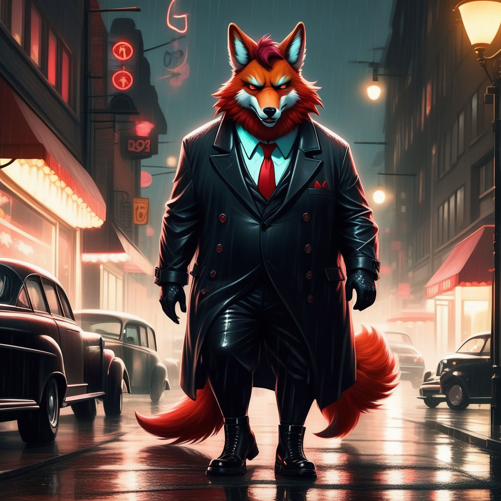 Chubby obese anthropomorphic male Maned wolf furry with neon... by ...