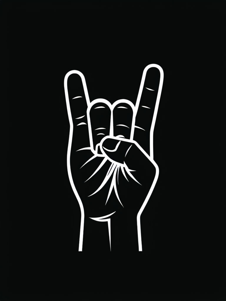 Minimalist Rock On Gesture Hand Illustration T-shirt