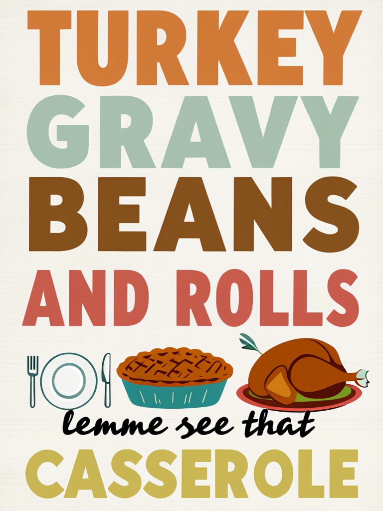 Festive Thanksgiving Dinner Typography and Illustrations Poster