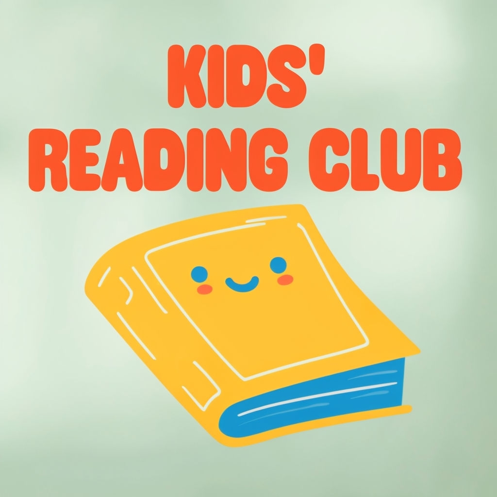 Playful Kids' Reading Club Cartoon Book Logo