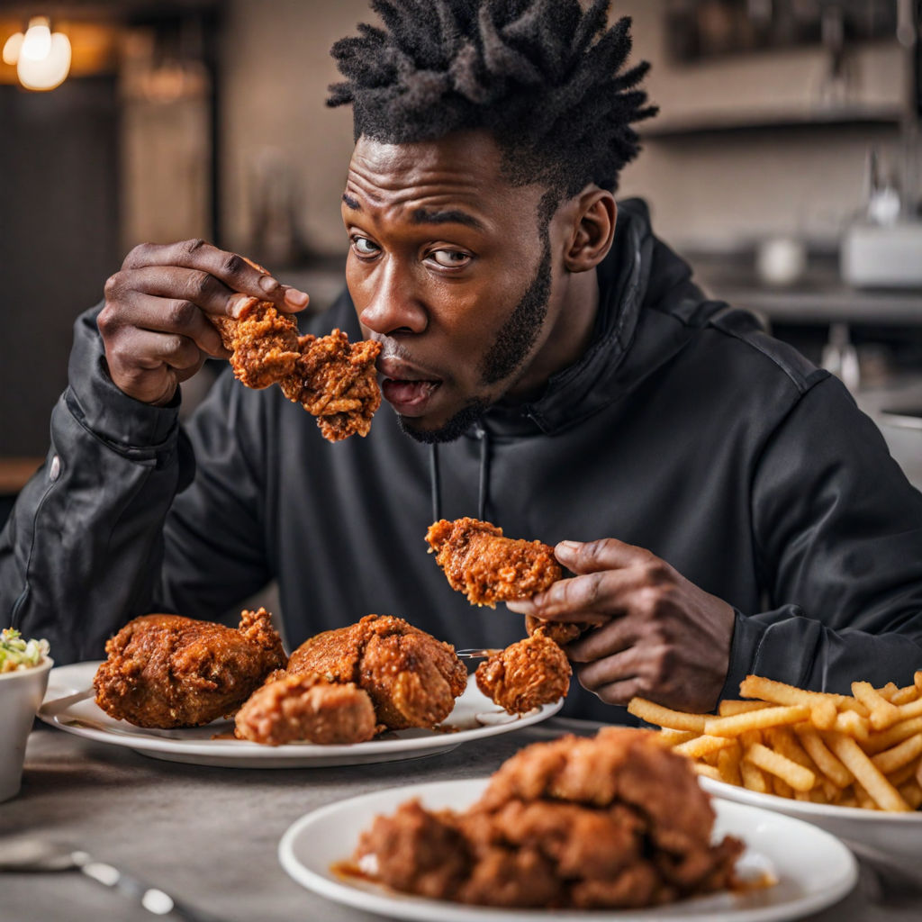 Picture of a black person eating fried chicken 4k HD by john cook ...