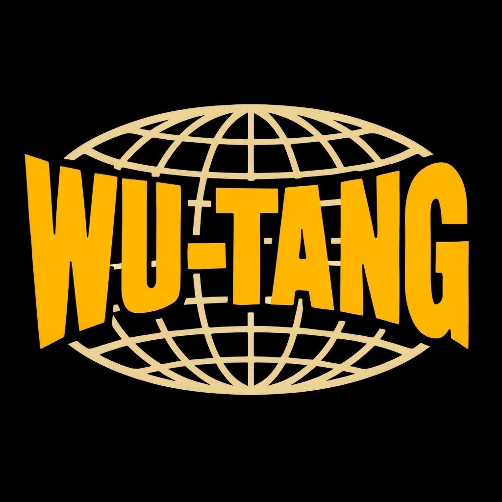 Bold Amber WU-TANG Logo with Dynamic Grid Design Logo