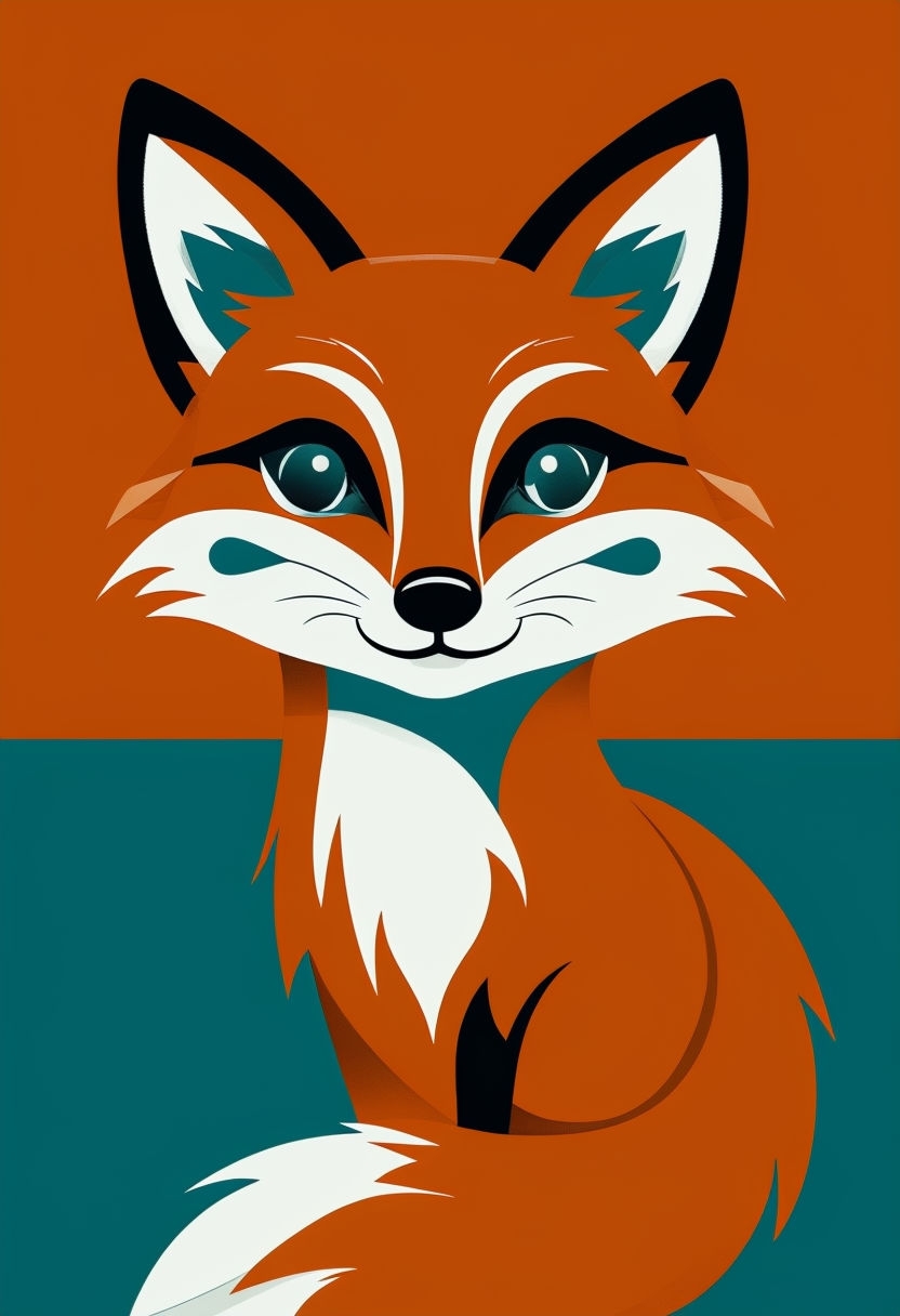 Stylized Fox Character Portrait Illustration in Warm Colors Art