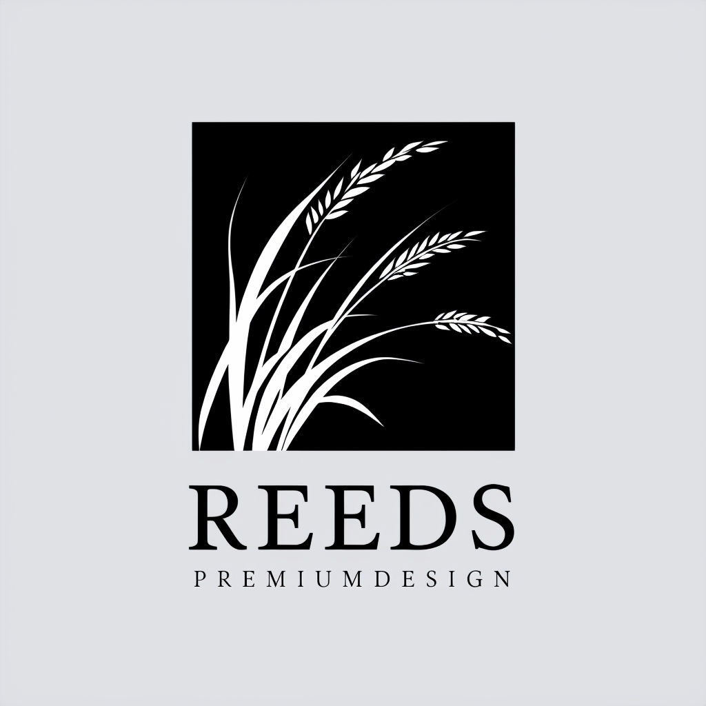 Elegant Minimalist REEDS Logo with Reeds Silhouette Design