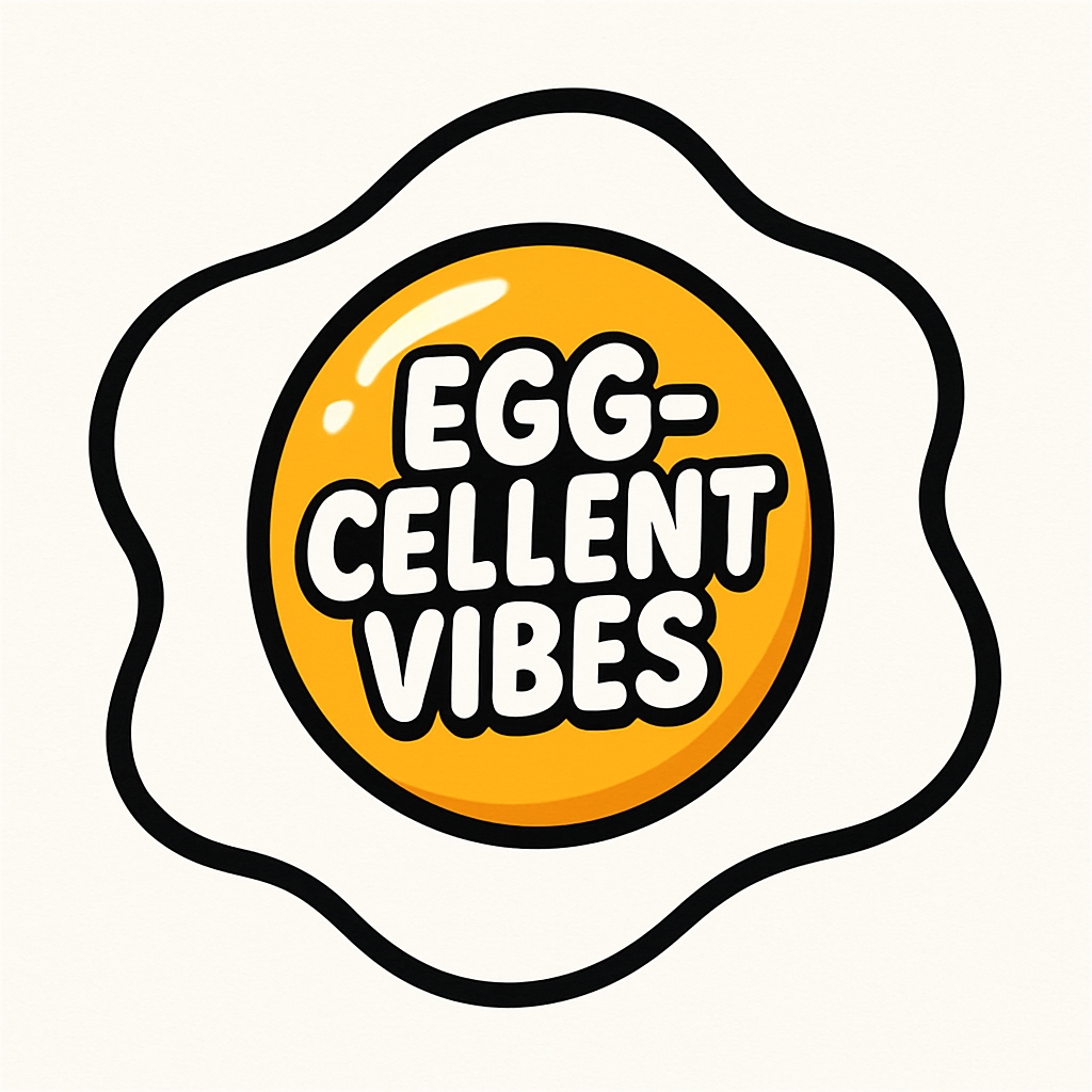 Playful Egg-Cellent Vibes Cartoon Sticker Design