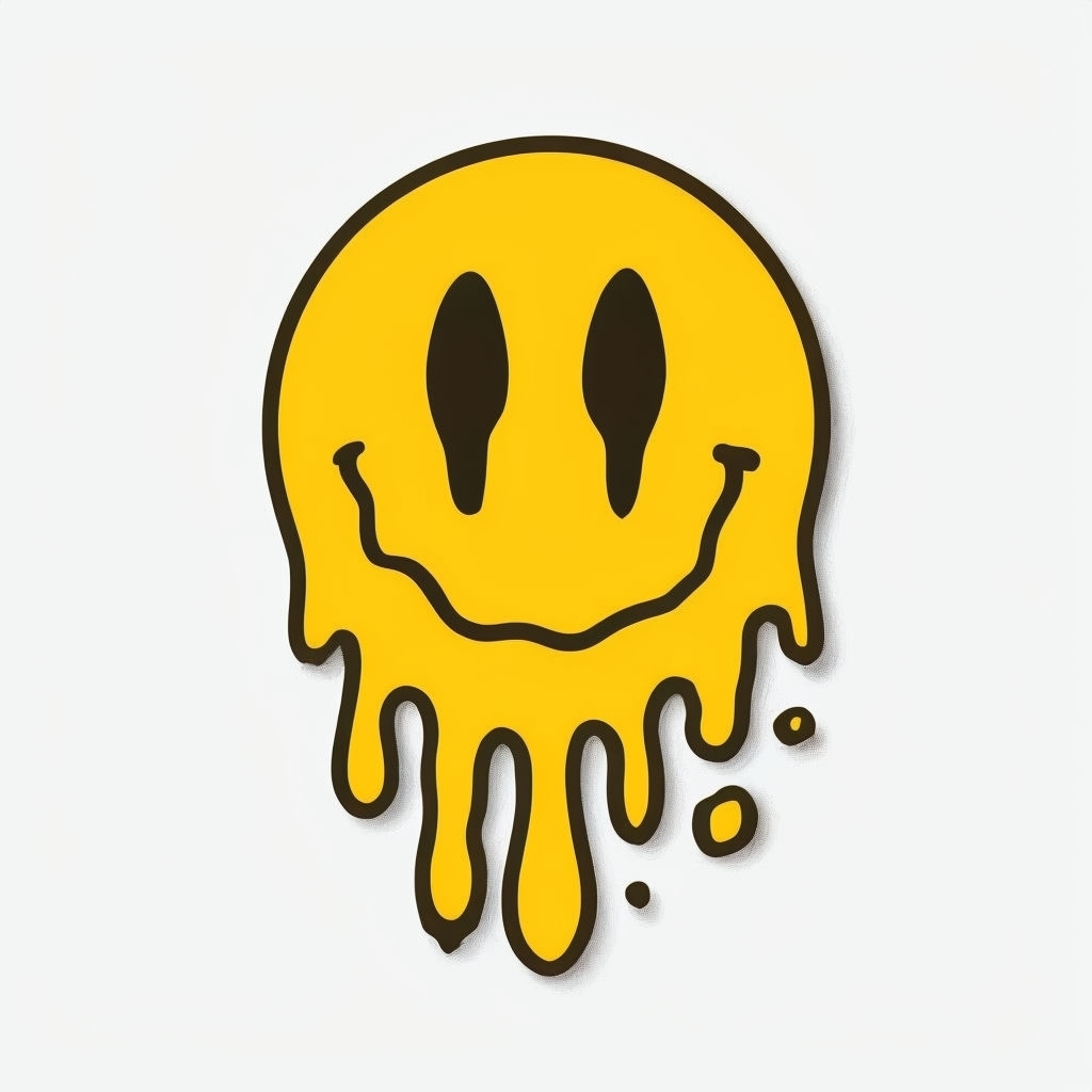 Dripping Yellow Smiley Face Minimalist Cartoon Sticker