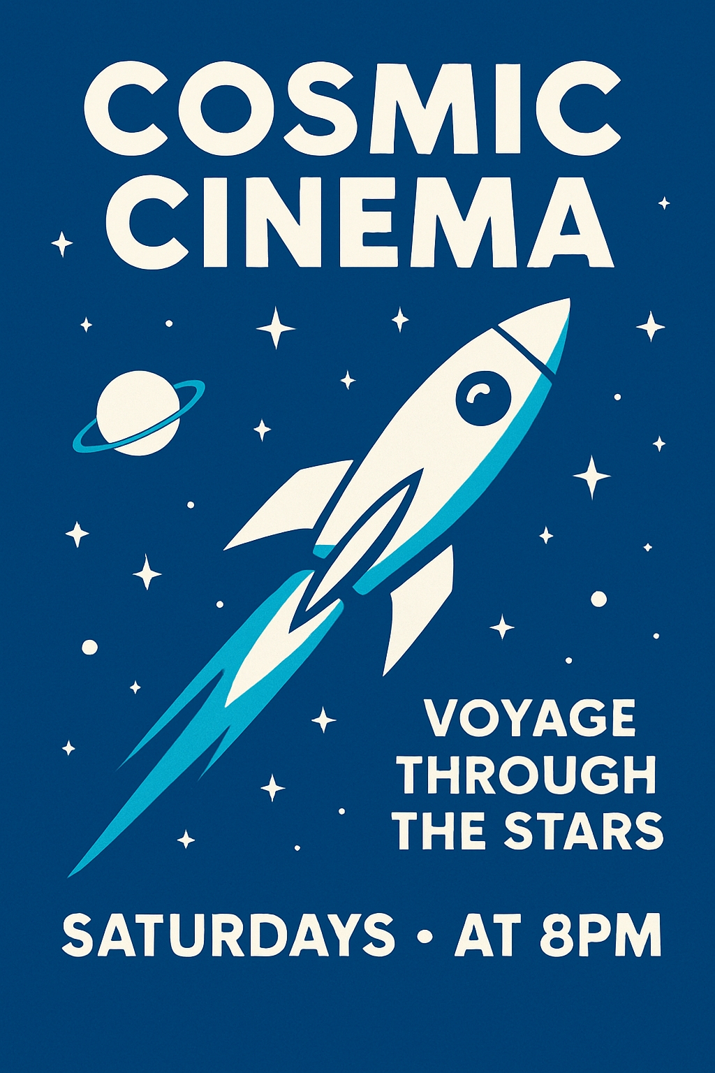 Cosmic Cinema Voyage Through the Stars Futuristic Event Post