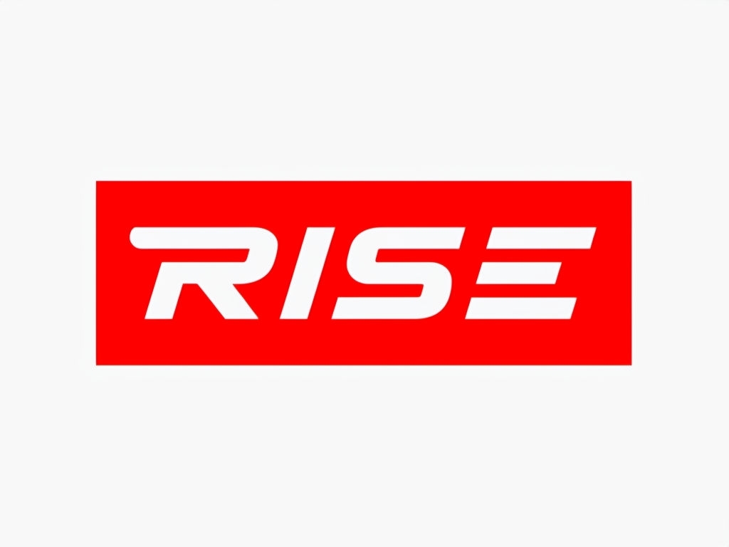 Bold RISE Logo in Vibrant Red Minimalist Design Hats