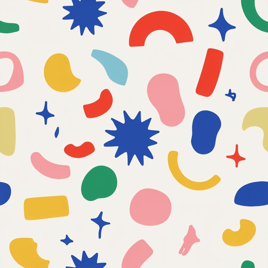 Colorful Playful Abstract Shapes Seamless Pattern Design