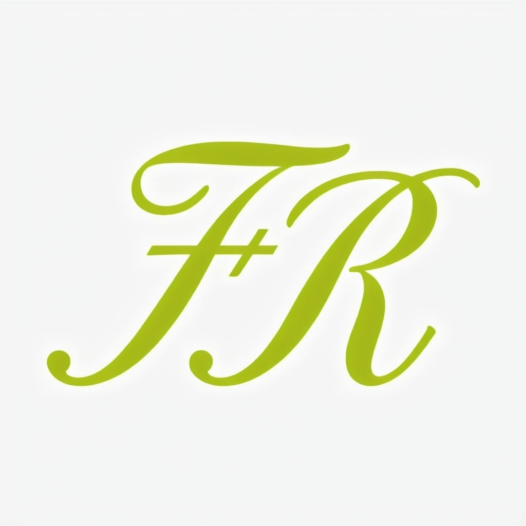 Elegant Yellow Green Cursive FRR Letter Monogram