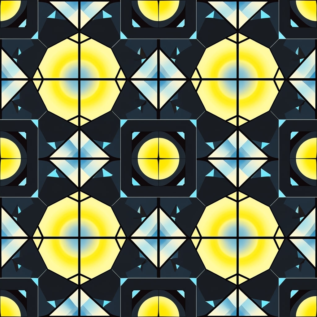 Intricate Geometric Seamless Pattern with Black and Yellow Elements Seamless Pattern