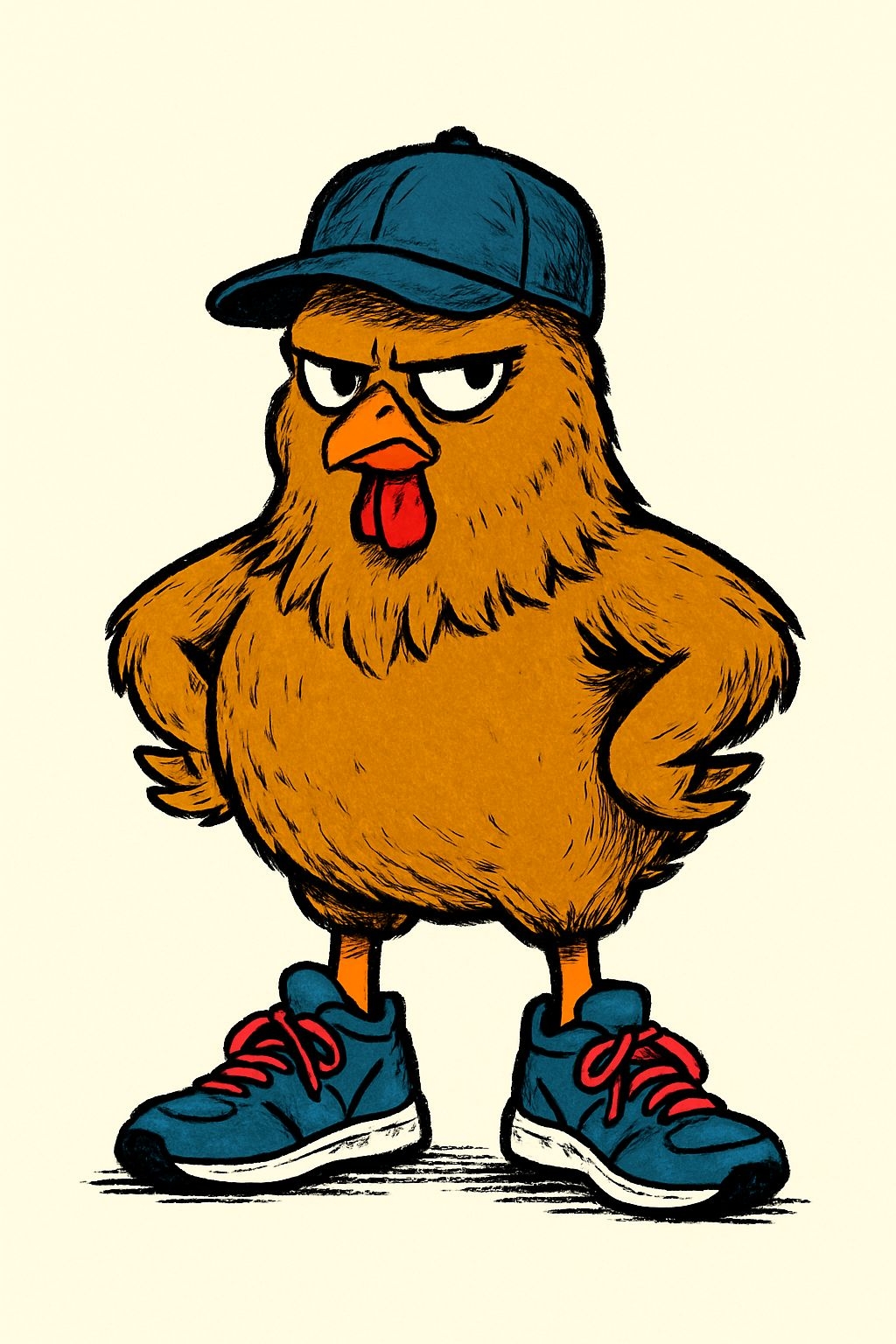 Confident Cartoon Chicken with Sneakers T-Shirt