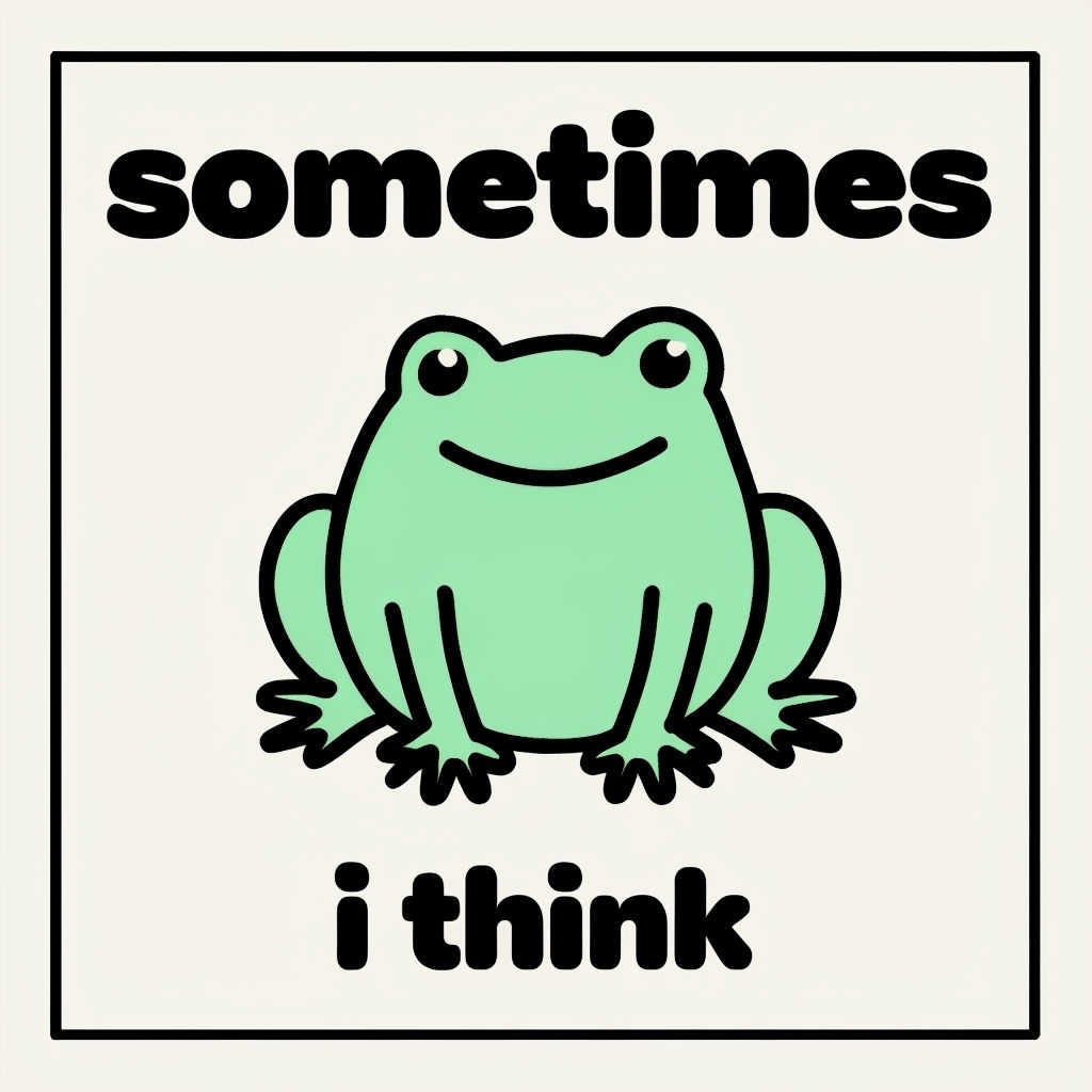 Playful Mint Green Frog with Sometimes I Think Text T-Shirt