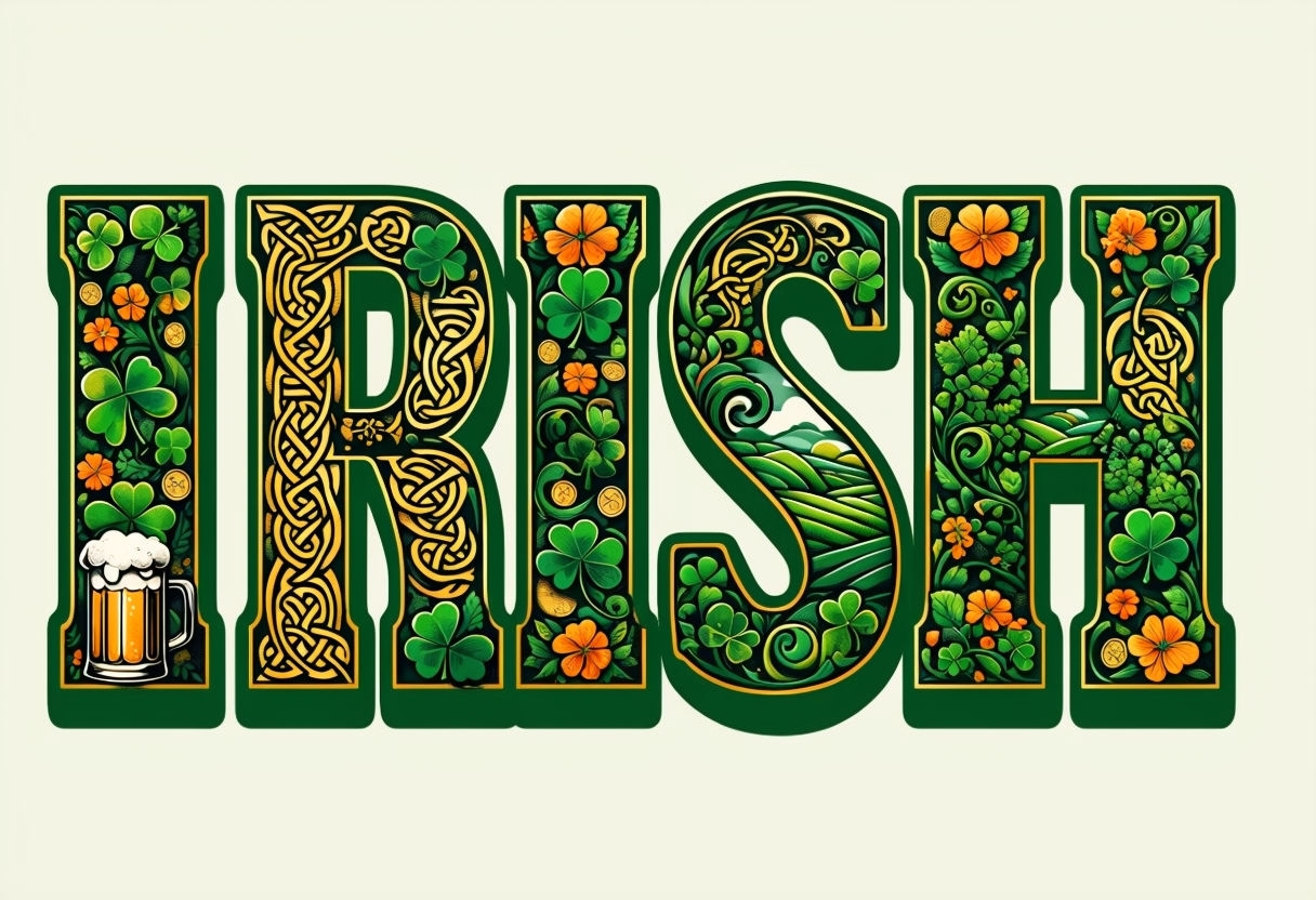 Vibrant Irish Culture Typography Poster with Celtic Motifs - Playground