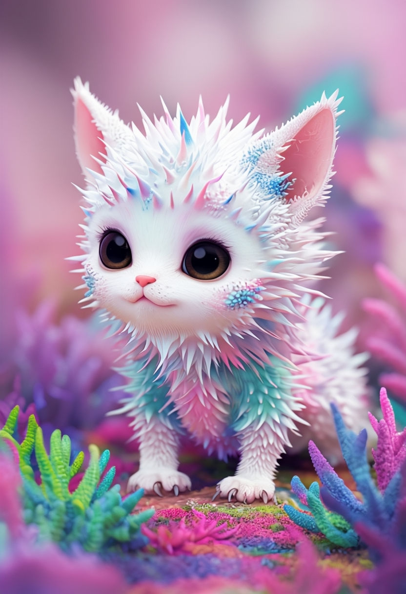 Whimsical Pastel Cat-Like Creature Illustration Art