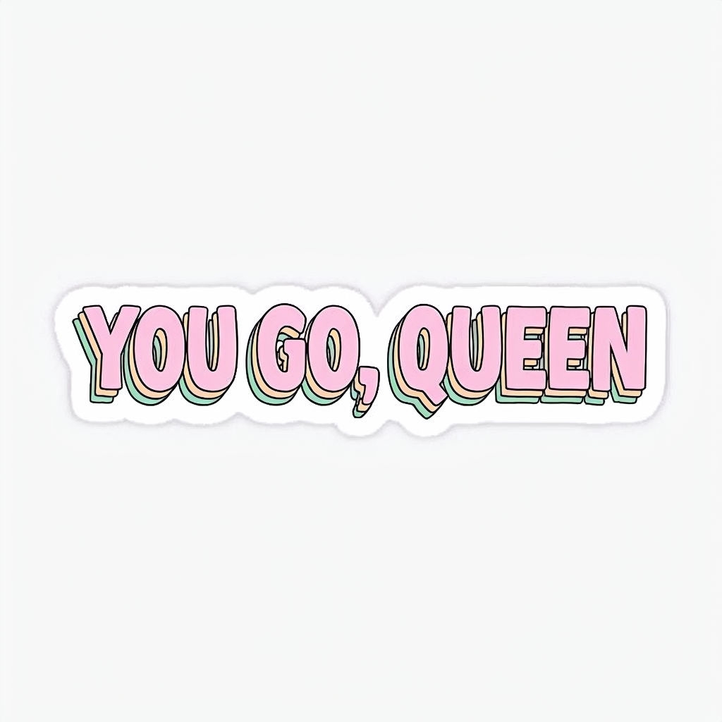 You Go Queen Playful Cartoon Text Sticker