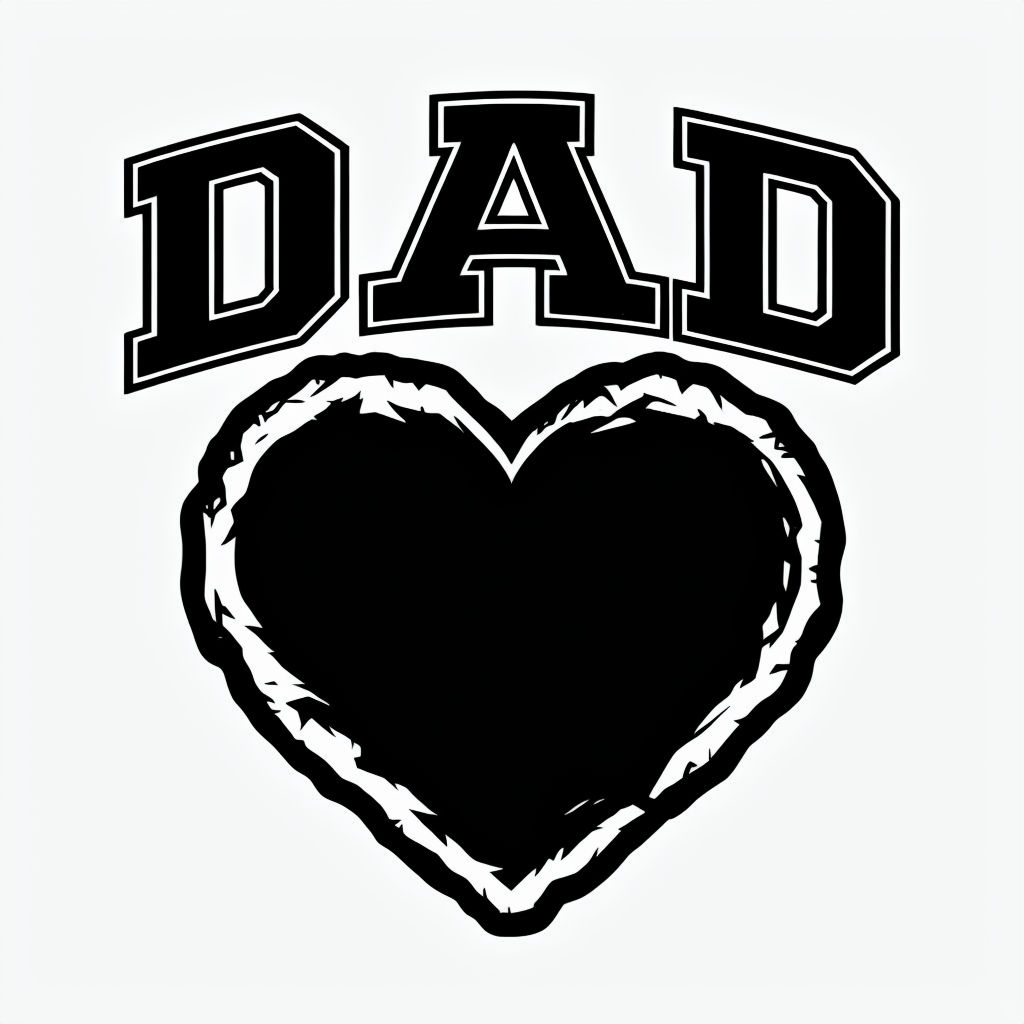 Bold Black Heart and DAD Typography Illustration Mug