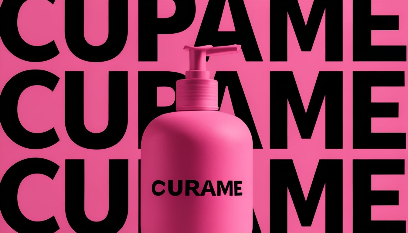 Modern Bright Pink CURAME Soap Dispenser Bottle Photograph Ads