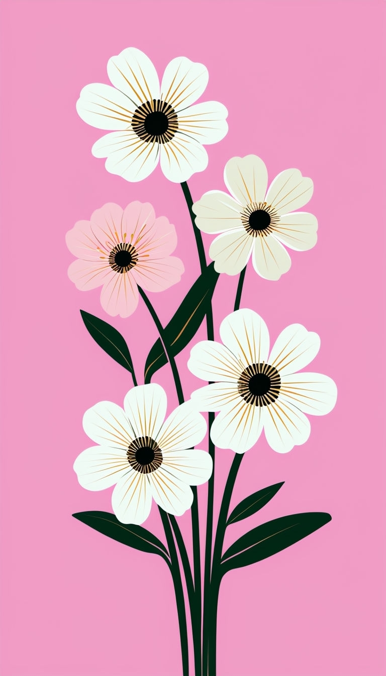 Modern Minimalist Floral Bouquet Illustration Phone Case Cover